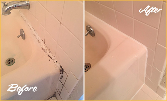 Sir Grout Caulks this Henderson Bathroom Sink Caulked to Fix a DIY Proyect Gone Wrong Before and After Picture of a Henderson Bathroom Sink Caulked to Fix a DIY Proyect Gone Wrong