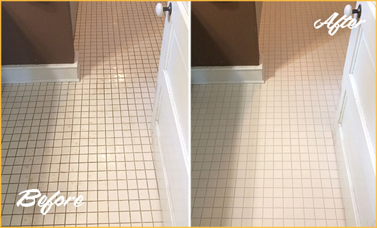 Before and After Picture of a North Las Vegas Bathroom Floor Sealed to Protect Against Liquids and Foot Traffic
