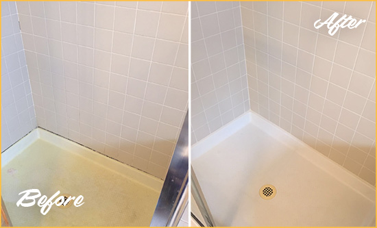 Before and After Picture of a North Las Vegas Shower Sealed to Remove and Protect Against Mold