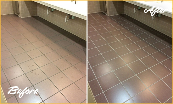Sir Grout Seals this North Las Vegas Restroom to Help Protect Against Scratches Before and After Picture of a North Las Vegas Restroom Sealed to Help Protect Against Scratches