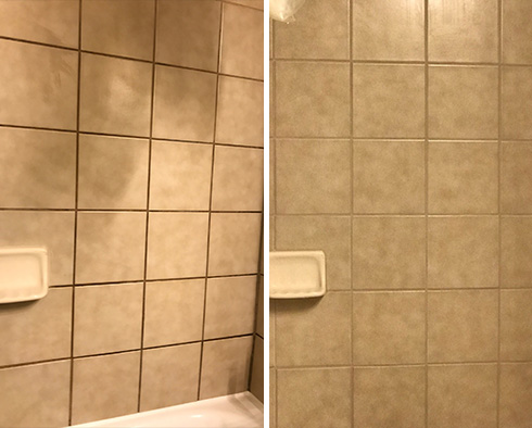 Shower Before and After a Grout Cleaning in Las Vegas, NV