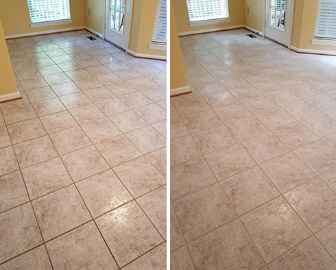 Floor Before and After a Grout Sealing in The Lakes, NV 