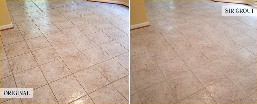 Floor Before and After a Superb Grout Sealing in The Lakes, NV