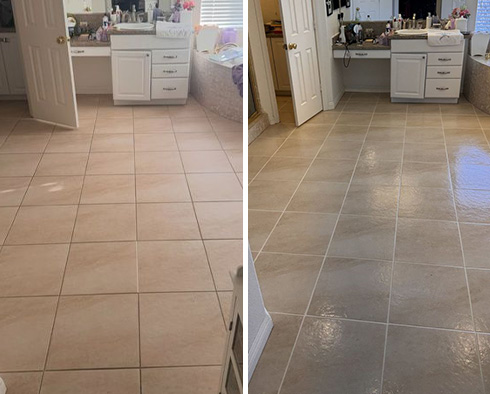 Floor Before and After a Tile Cleaning in Henderson, NV