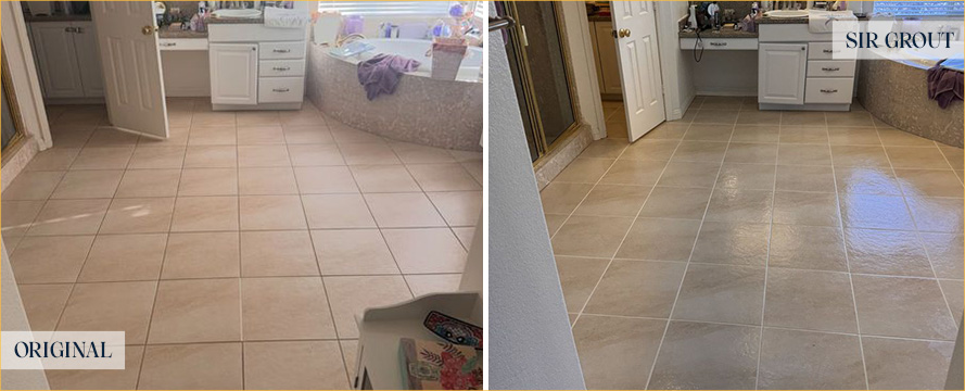 Floor Before and After an Excellent Tile Cleaning in Henderson, NV